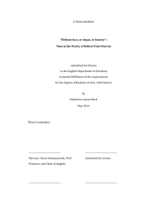 "Without face, or shape, or history":: Time in the Poetry of Robert