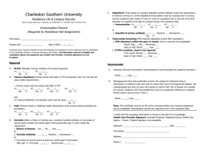 Immunization Form - Charleston Southern University