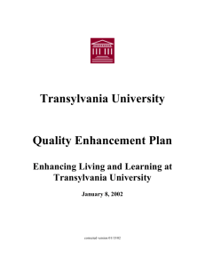Transylvania University Quality Enhancement Plan Enhancing