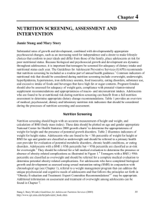 Nutrition Screening, Assessment, and Intervention