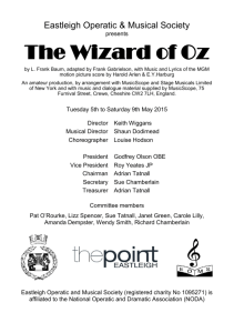 Wizard of Oz Programme - Eastleigh Operatic and Musical Society