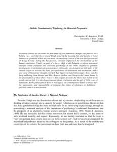 Holistic Foundations of Psychology in Historical Perspective