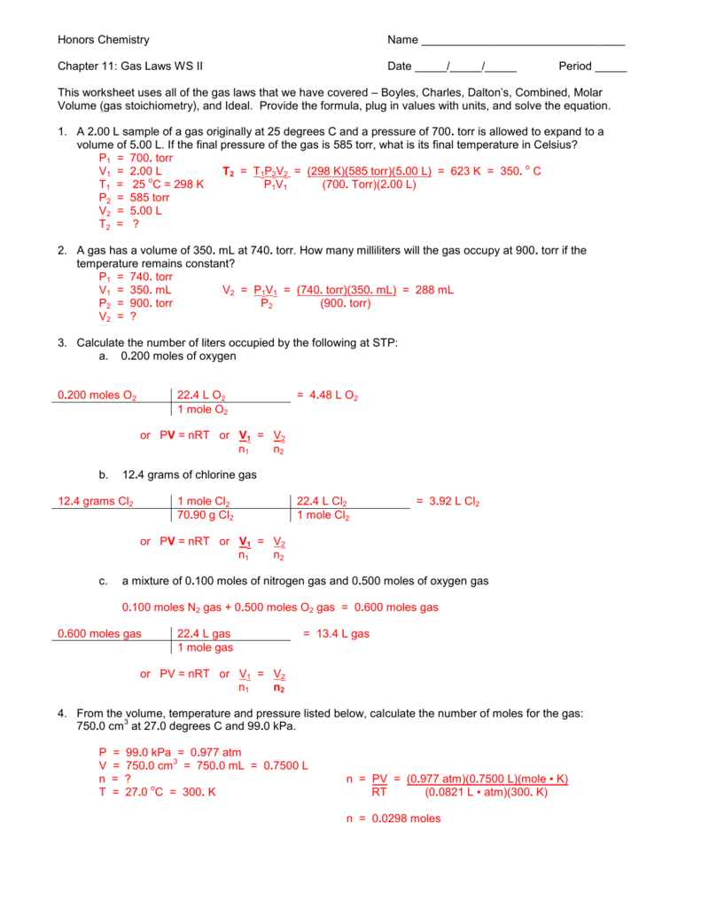 Boyle039s Law Worksheet Answers