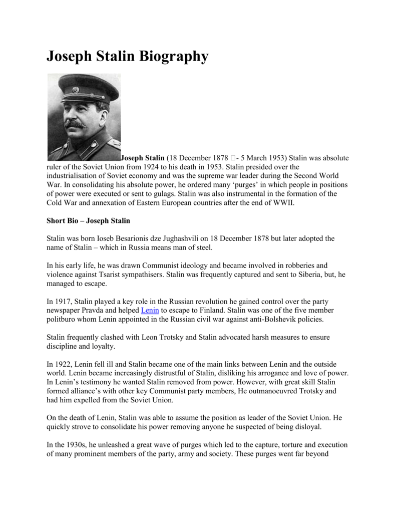 Реферат: Joseph Stalin Essay Research Paper Joseph Stalin