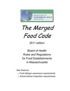 The Merged Food Code - Massachusetts Environmental Health