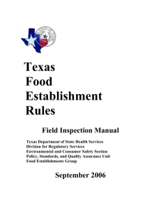 Texas Food Establishment Rules - Texas Department of State