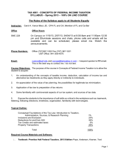 TAX 4001 - CONCEPTS OF FEDERAL INCOME TAXATION