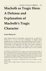 Macbeth as Tragic Hero: A Defense and Explanation of