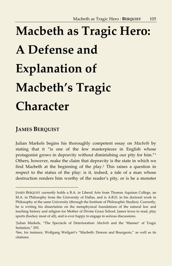 literature essay on macbeth as a tragic hero