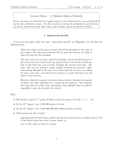 Lecture Notes: 9. Relative Rates of Growth