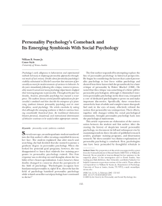 Personality Psychology's Comeback and Its Emerging Symbiosis