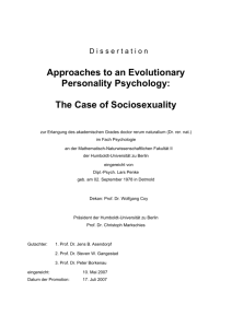 Approaches to an Evolutionary Personality Psychology - edoc