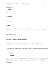 Study Guide American Literature Final Exam Spring 2011 [1] Literary