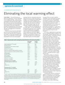 Eliminating the local warming effect