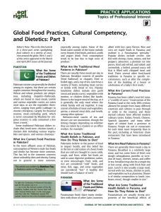 Global Food Practices, Cultural Competency, and Dietetics: Part 3