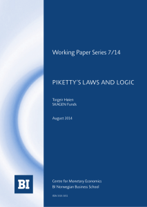 Piketty's laws and logic - BI Norwegian Business School