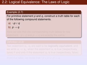 2.2: Logical Equivalence: The Laws of Logic