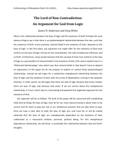 The Lord of Non-Contradiction: An Argument for God from Logic