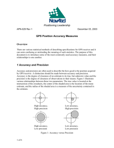 Statistics and its relationship to accuracy measure in GPS