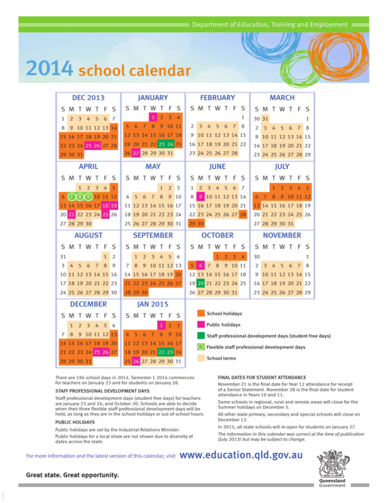 2014 School Calendar - Education Queensland