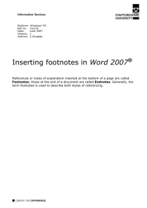 Inserting footnotes in Word 2007