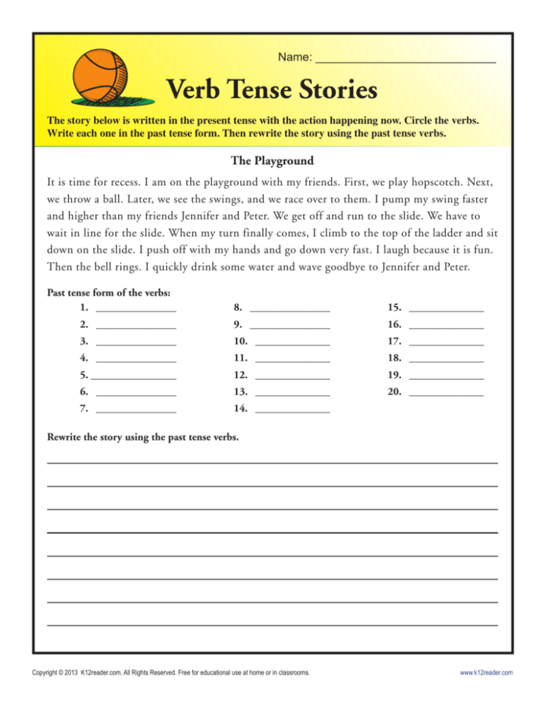 Verb Tense Stories