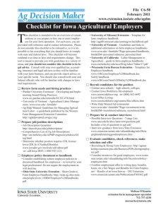 Checklist for Iowa Agricultural Employers