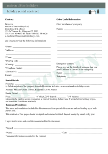 specimen Booking Confirmation form
