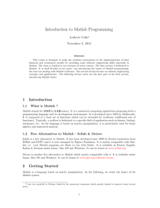 Introduction to Matlab Programming