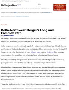 Delta-Northwest Merger's Long and Complex Path