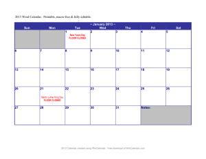 CRC 2013 Calendar