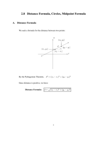 2.8 Distance Formula, Circles, Midpoint Formula