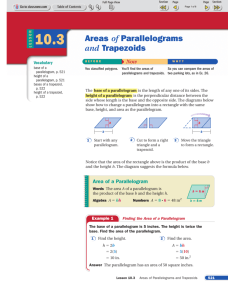 Areas of Parallelograms and Trapezoids