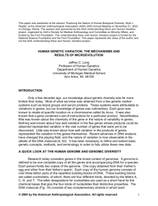 HUMAN GENETIC VARIATION: THE MECHANISMS AND