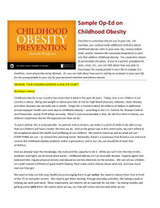 Sample Op-Ed on Childhood Obesity