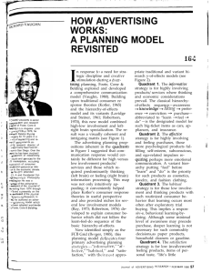 HOW ADVERTISING WORKS: A PLANNING MODEL REVISITED