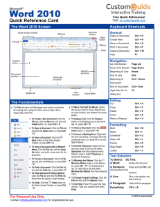 Word 2010 Quick Reference