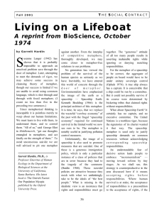 Living on a Lifeboat - The Garrett Hardin Society