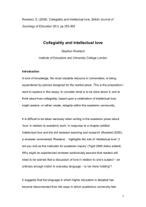 Collegiality and intellectual love