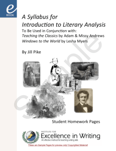 A Syllabus for Introducfion to Literary Analysis