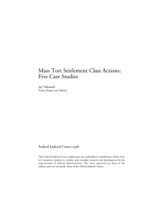 Mass Tort Settlement Class Actions: Five Case Studies