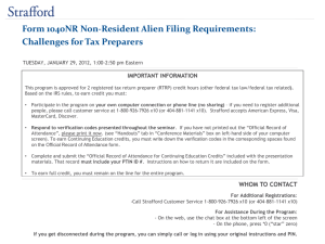 Form 1040NR Non-Resident Alien Filing Requirements