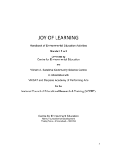 joy of learning - Centre for Environment Education