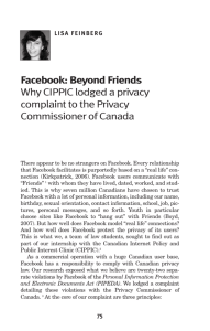 Facebook: Beyond Friends - Canadian Centre for Policy Alternatives