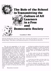 The Role of the School in Transmitting the Culture of All