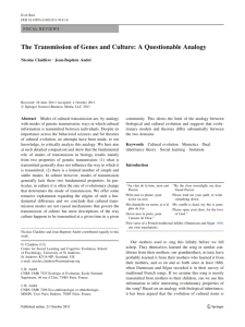 The Transmission of Genes and Culture: A - Jean