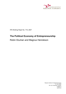 The political economy of entrepreneurship