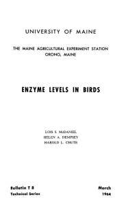 enzyme levels in birds - Fogler Library, University of Maine