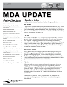 MDA Update - January 2015 - the Minnesota Department of