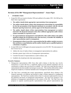 Revision of ISA 580 “Management Representations” – Issues